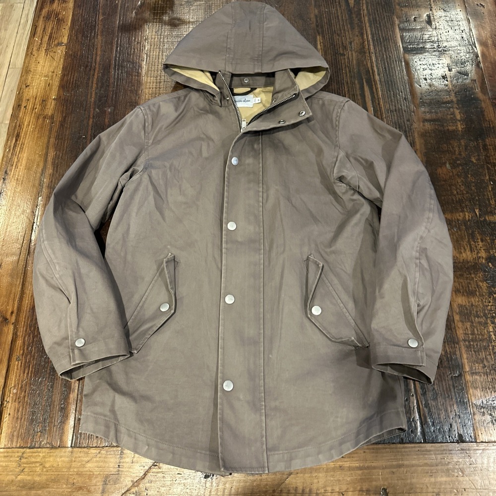 Steven Alan Waterproof Jacket Tan Brown Size Small Hooded Rain Jacket‎
